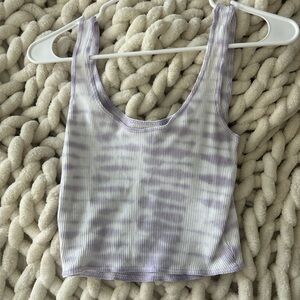 Purple & White Tie-Dye Ribbed Tank Top